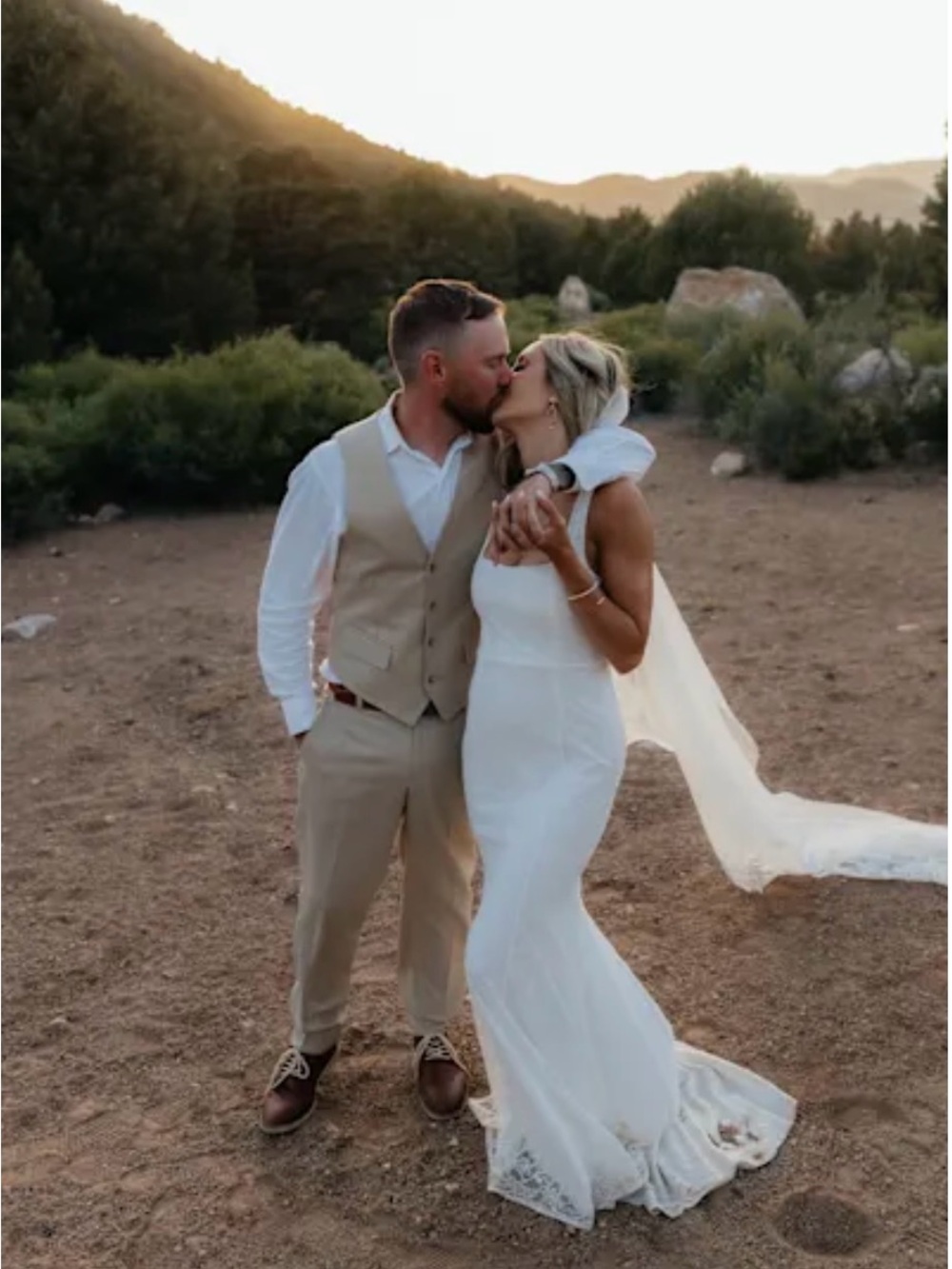 Lulu's White Lace Wedding Dress Sleeveless Square Neck